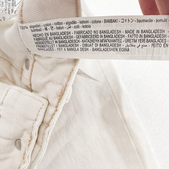 Zara Hi-Rise Cropped Straight Denim Jeans Off White Cream Size 42 US 10 - Picture 5 of 9
